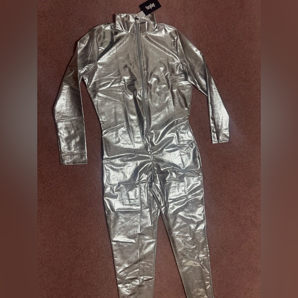 New Forplay Metallic Catsuit bodysuit space alien Costume festival rave outfit - Picture 2 of 3